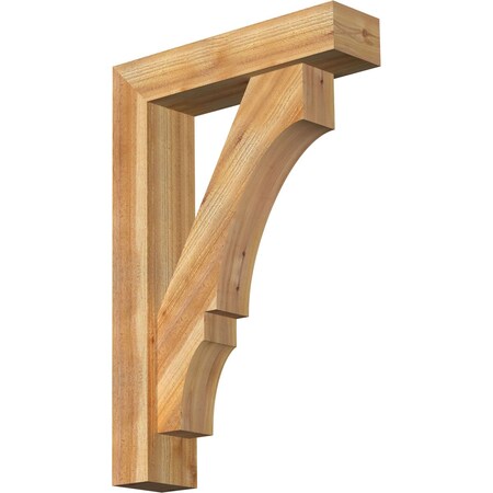 Ekena Millwork Balboa Block Rough Sawn Bracket w/ Offset Brace, Western Red Cedar, 6"W x 24"D x 36"H BKT0604X24X36BOA05RWR
